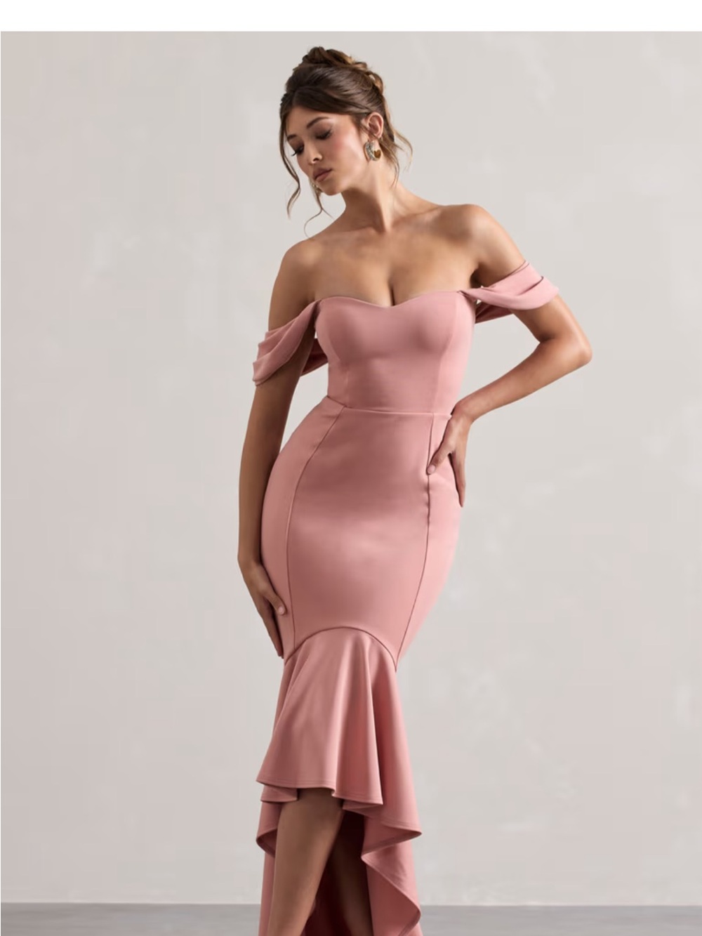 Club L London One-Shoulder Blush Pink Mermaid Gown